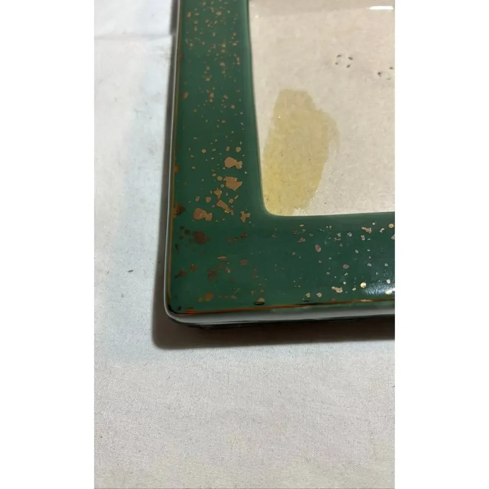 Vintage Green Ceramic Picture Frame with Gold Speckles
